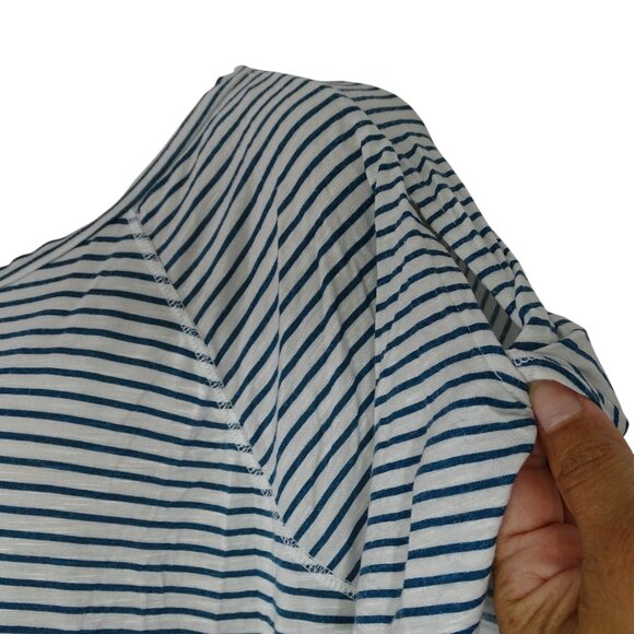 St Johns Bay Active Green White Striped Short Sleeve T-shirt Top Women Size M - Picture 2 of 6